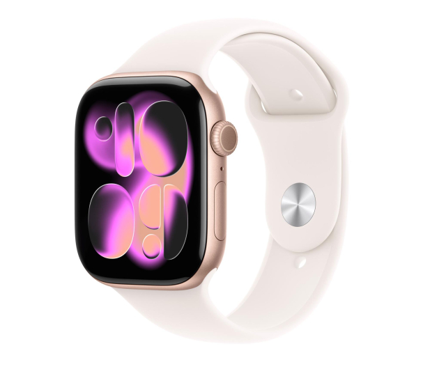 APPLE Watch Series 11 GPS 42mm Aluminiowa koperta (różowe złoto)/ Sportowy pasek (łagodny róż) - rozmiar S/M - 1362399 - zdjęcie